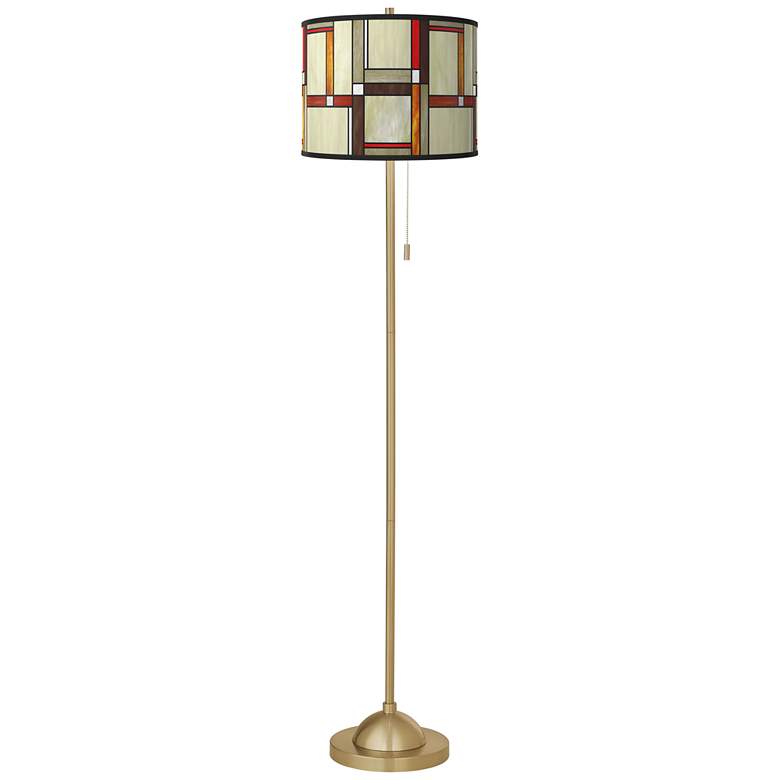 Image 2 Modern Squares Giclee Warm Gold Stick Floor Lamp