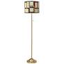 Modern Squares Giclee Warm Gold Stick Floor Lamp