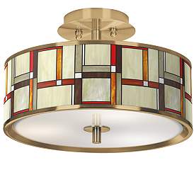 Image1 of Modern Squares Gold 14" Wide Ceiling Light