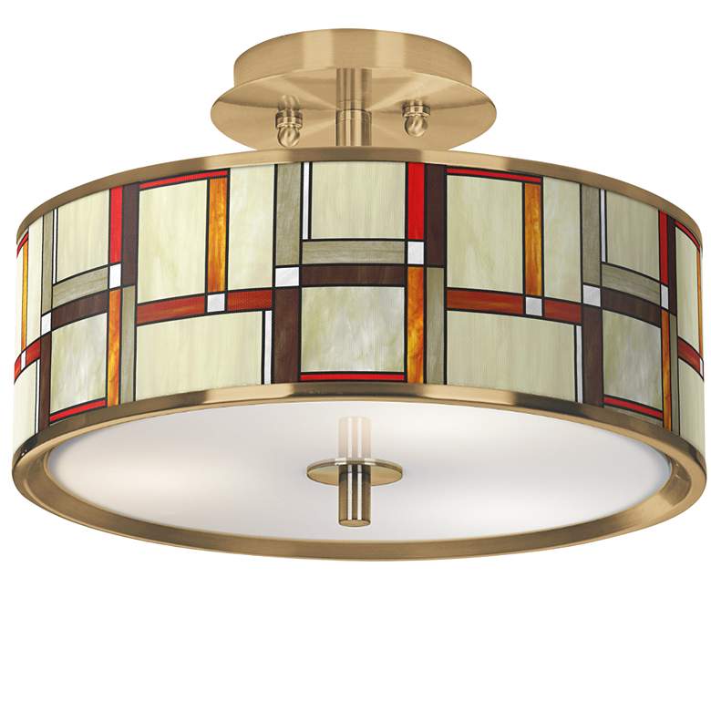 Image 1 Modern Squares Gold 14 inch Wide Ceiling Light