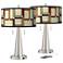 Modern Squares Vicki Brushed Nickel USB Table Lamps Set of 2