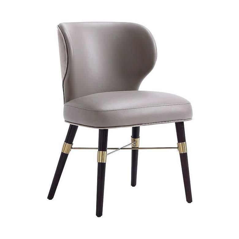 Image 1 Modern Strine Dining Chair in Velvet and Leatherette in Dark Taupe