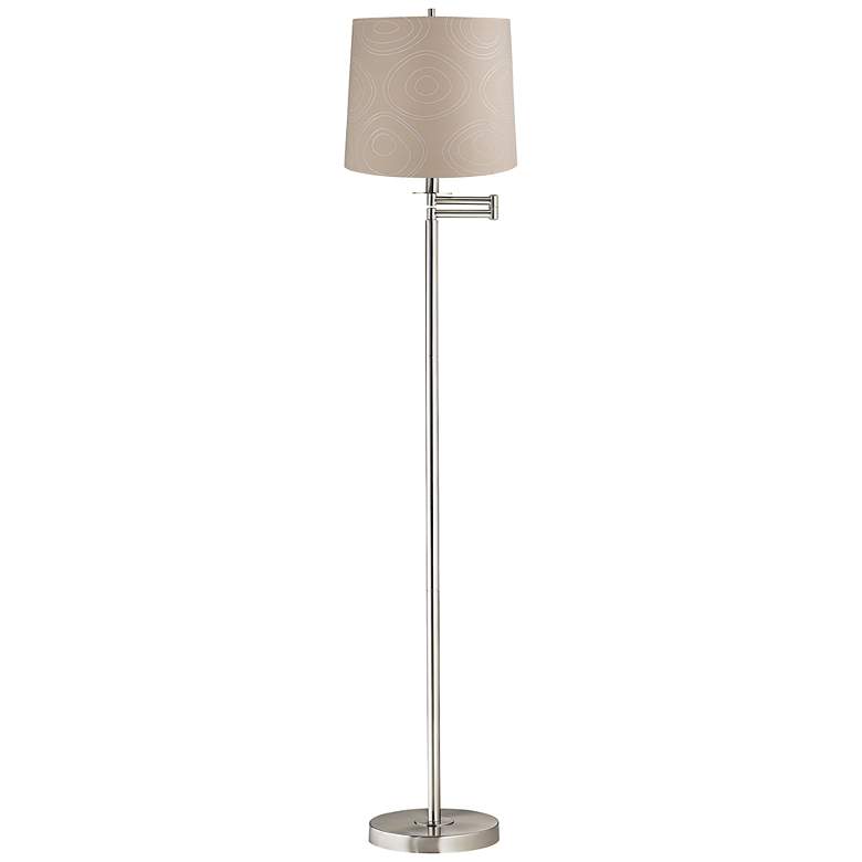 Image 1 Modern Swirl Brushed Nickel Swing Arm Floor Lamp