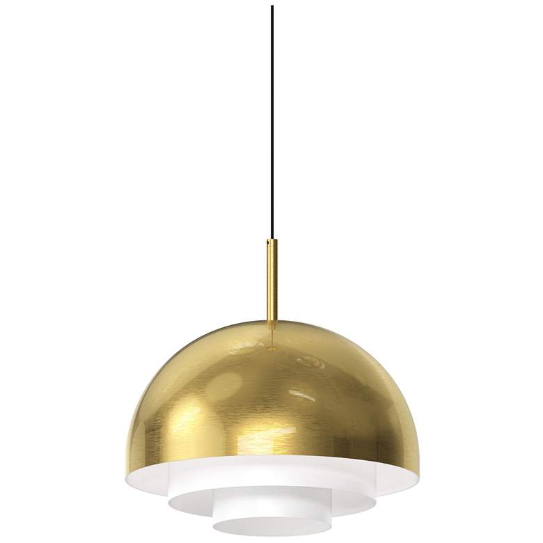 Image 1 Modern Tiers 12 inch Wide Brass Finish Dome LED Pendant