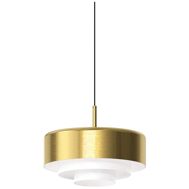 Image 1 Modern Tiers 12 inch Wide Brass Finish Flat LED Pendant