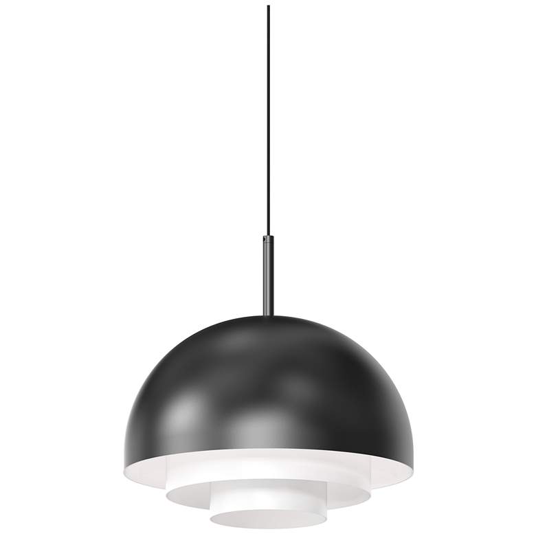Image 1 Modern Tiers 12 inch Wide Satin Black Dome LED Pendant