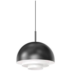 Modern Tiers 12&quot; Wide Satin Black Dome LED Pendant