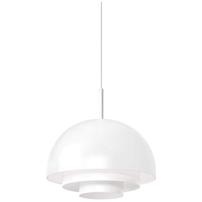 Image 1 Modern Tiers 12" Wide Satin White Dome LED Pendant