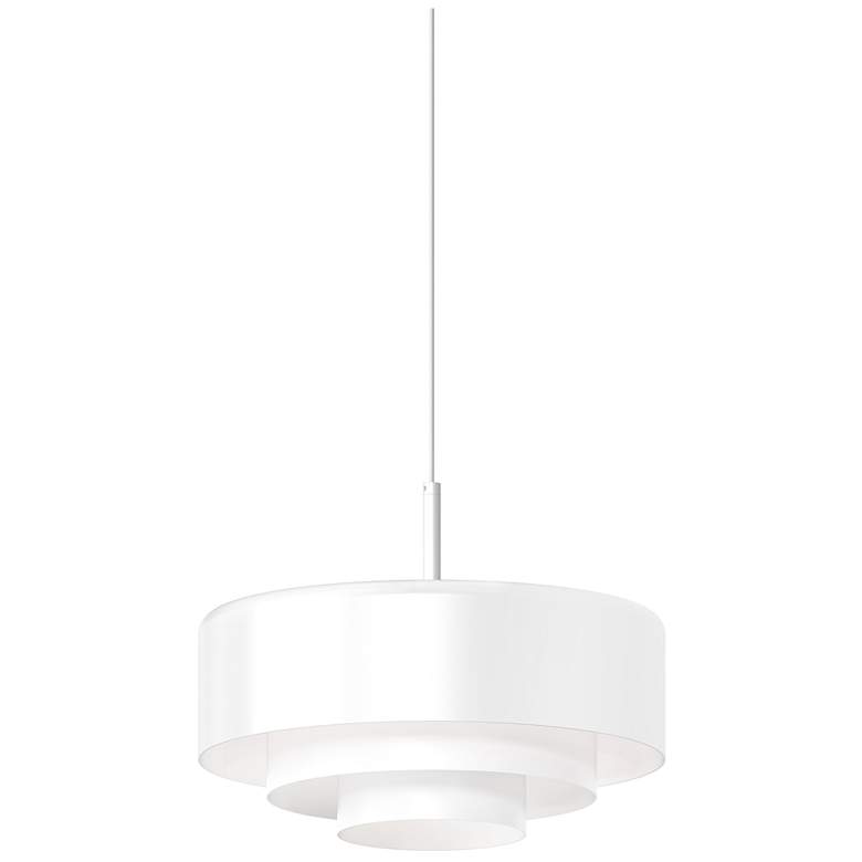 Image 1 Modern Tiers 12 inch Wide Satin White Flat LED Pendant