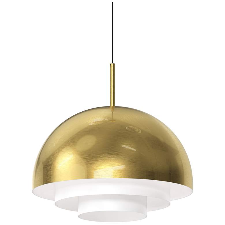 Image 1 Modern Tiers 16 inch Wide Brass Finish Dome LED Pendant
