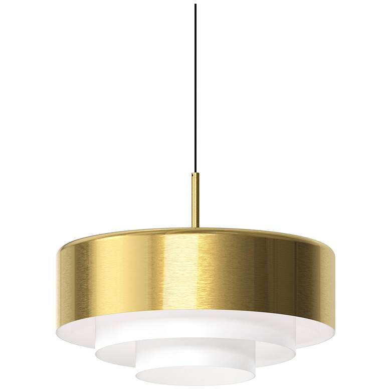 Image 1 Modern Tiers 16 inch Wide Brass Finish Flat LED Pendant