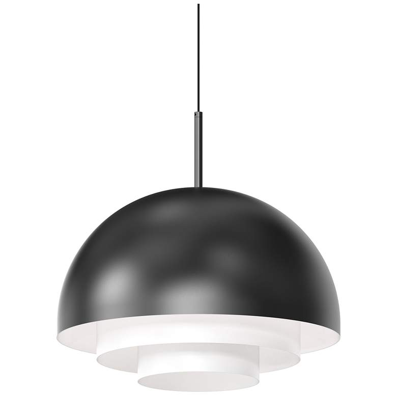 Image 1 Modern Tiers 16 inch Wide Satin Black Dome LED Pendant