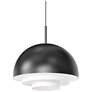 Modern Tiers 16" Wide Satin Black Dome LED Pendant