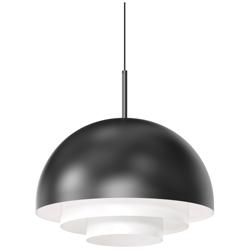 Modern Tiers 16&quot; Wide Satin Black Dome LED Pendant