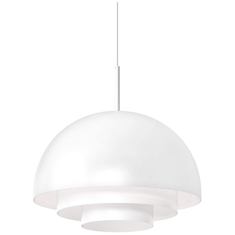 Image 1 Modern Tiers 16 inch Wide Satin White Dome LED Pendant
