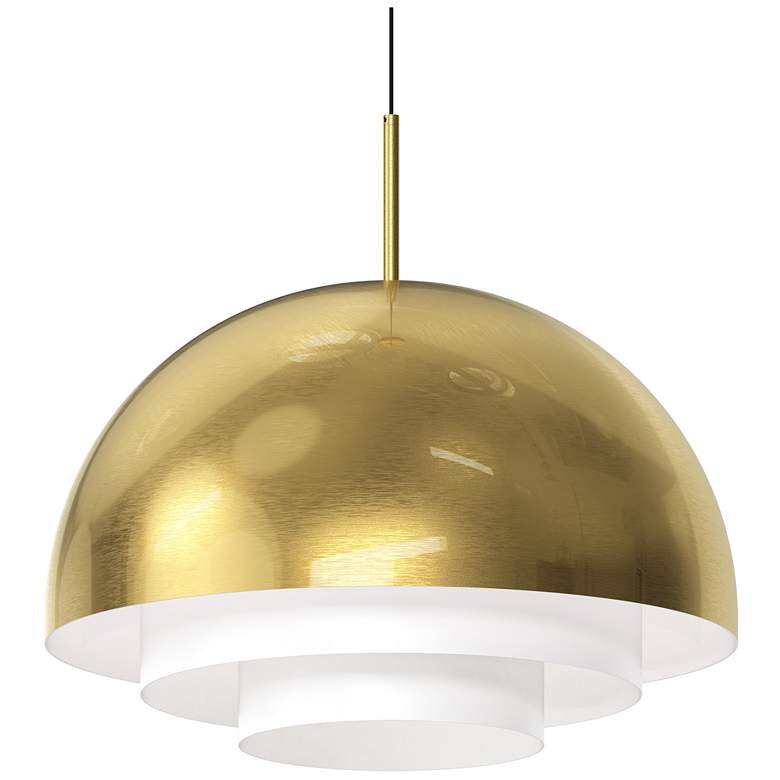 Image 1 Modern Tiers 20 inch Wide Brass Finish Dome LED Pendant