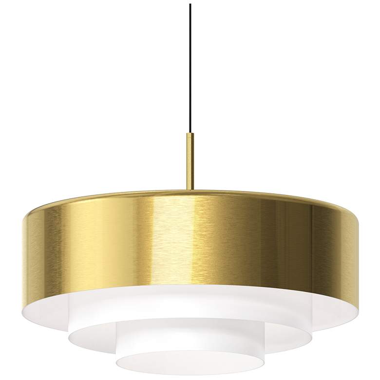 Image 1 Modern Tiers 20 inch Wide Brass Finish Flat LED Pendant