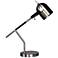 Modern Tilt 20 1/2" High Black Leather Brushed Steel Desk Lamp