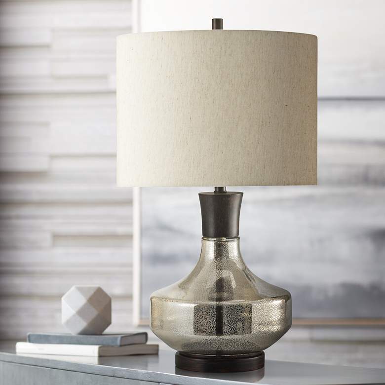 Image 1 Modern Vase 29 inch Taupe Shade Mercury Glass Table Lamp