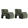Modern Verandah Chenille Accent Chair in Olive Green - Set of 2
