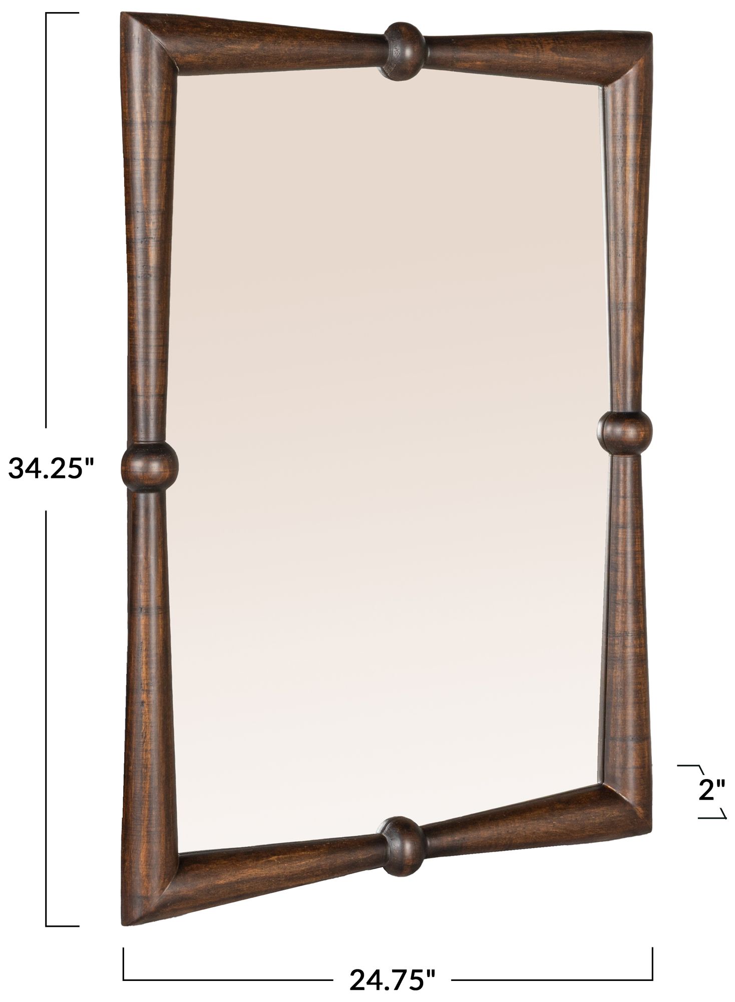 Image 3 Modern Walnut Finish Mango Wood Wall Mirror more views