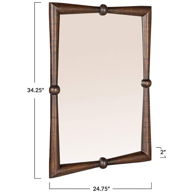 Image 3 Modern Walnut Finish Mango Wood Wall Mirror more views