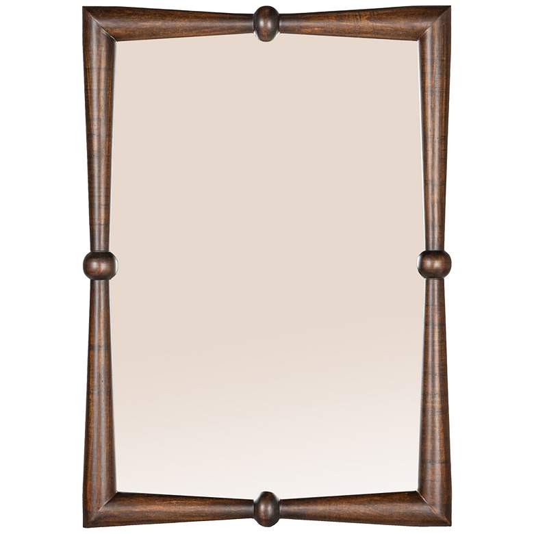 Image 4 Modern Walnut Finish Mango Wood Wall Mirror more views