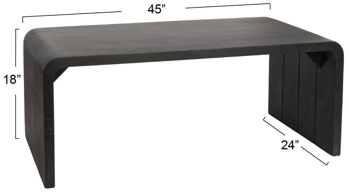 Image 3 Modern Waterfall Edge Mango Wood Coffee Table, Black more views