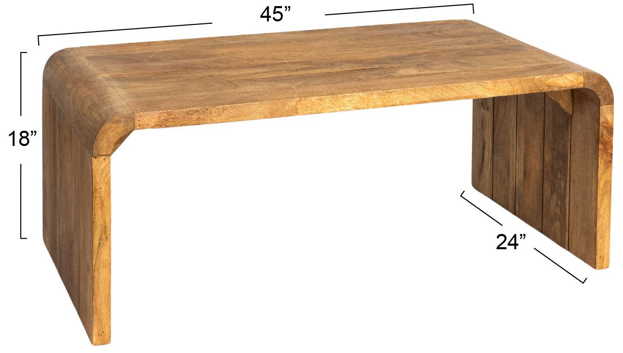 Image 3 Modern Waterfall Edge Mango Wood Coffee Table, Natural more views