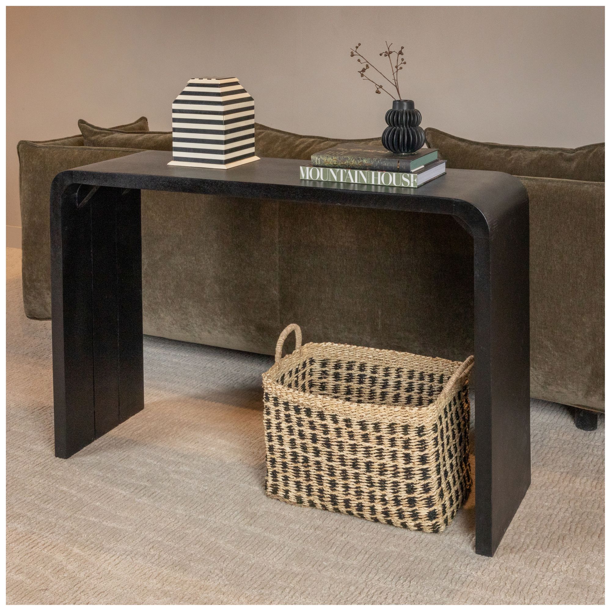 Thumbnail2 of Modern Waterfall Edge Mango Wood Console Table, Black more views