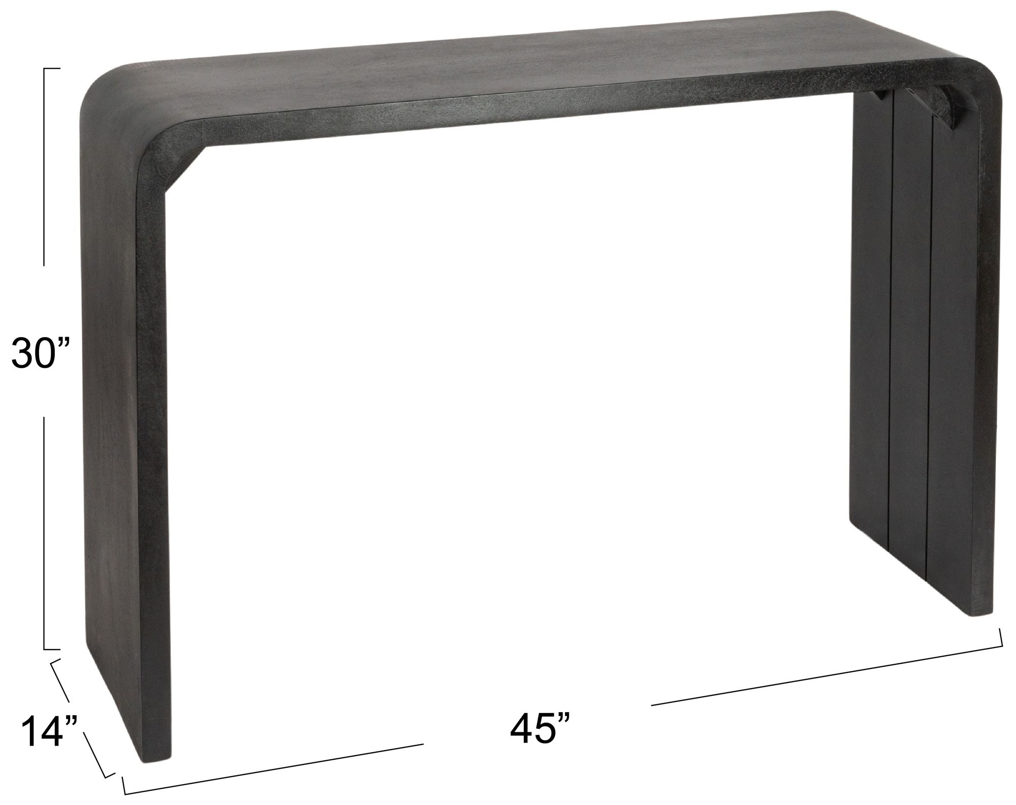 Thumbnail3 of Modern Waterfall Edge Mango Wood Console Table, Black more views