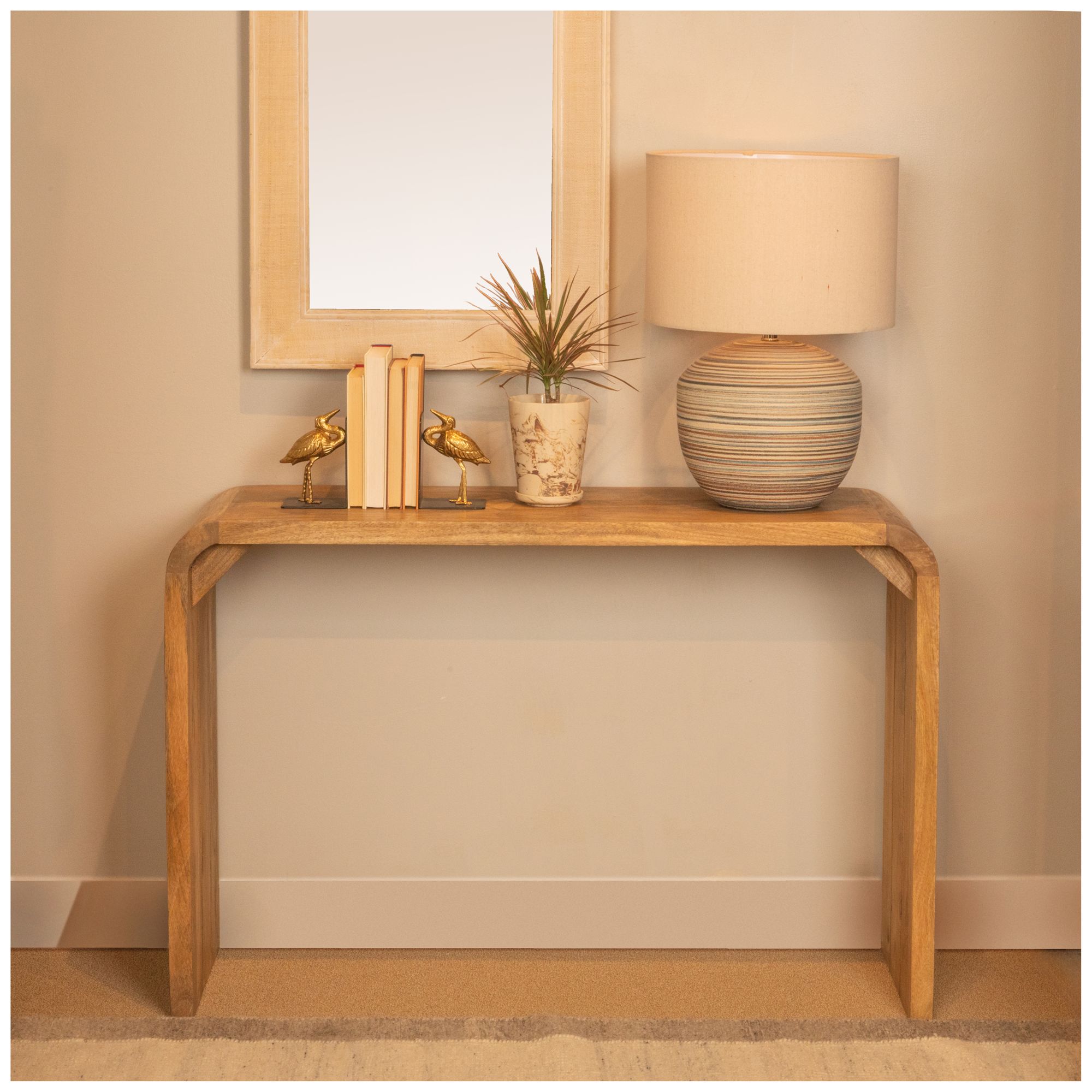 Image 2 Modern Waterfall Edge Mango Wood Console Table, Natural more views