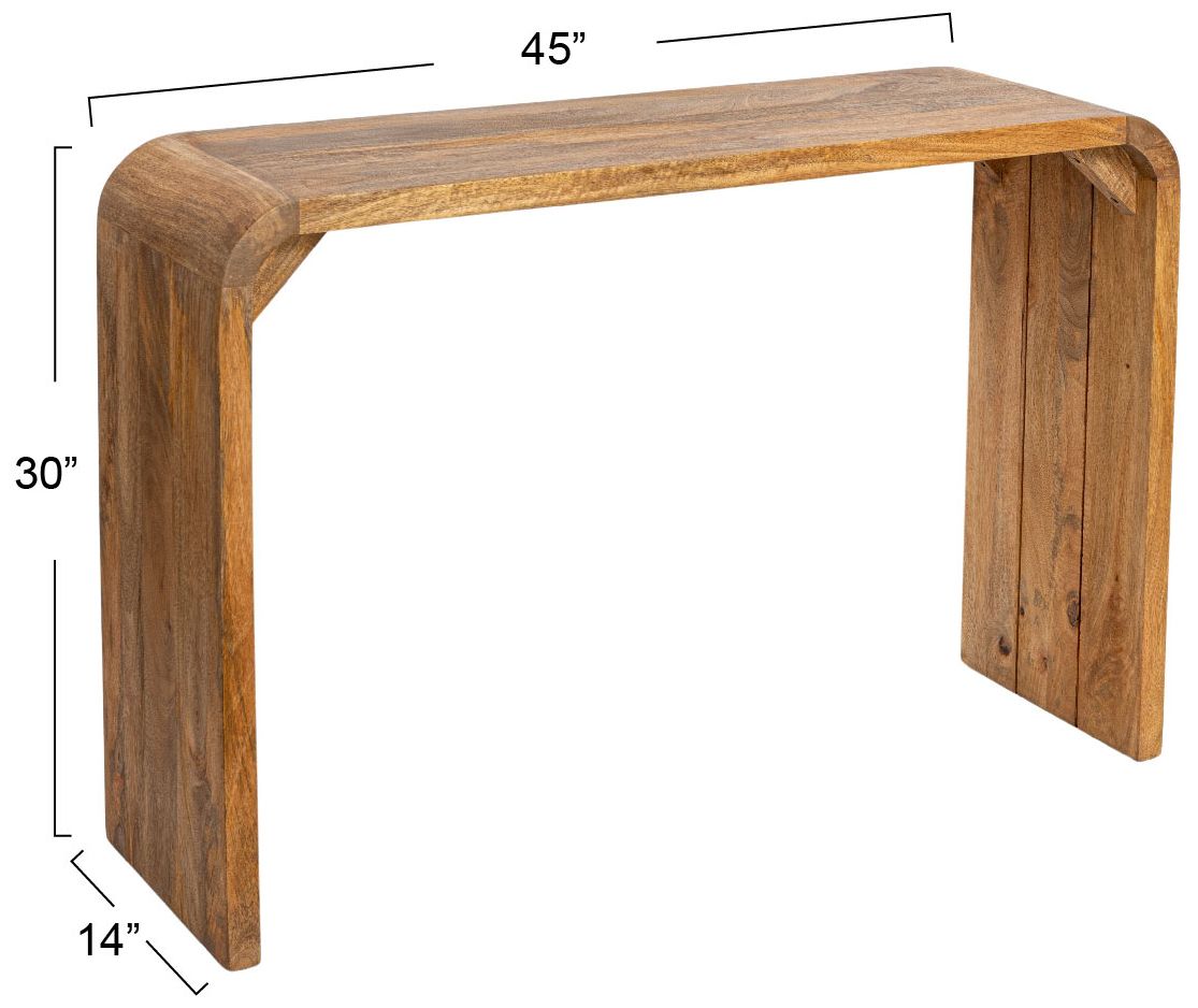 Image 3 Modern Waterfall Edge Mango Wood Console Table, Natural more views