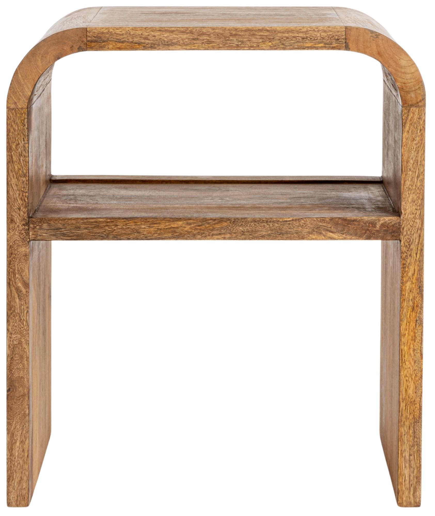 Image 7 Modern Waterfall Edge Mango Wood End Table with Shelf, Natural more views