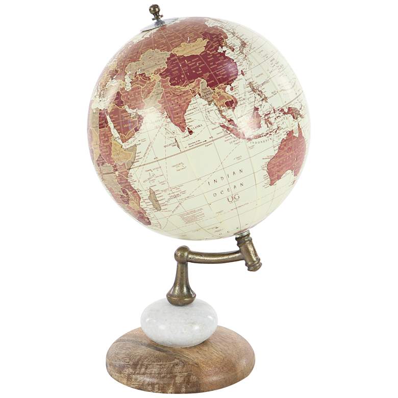 Image 1 Modern Wood Metal and Marble Decorative World Map Globe
