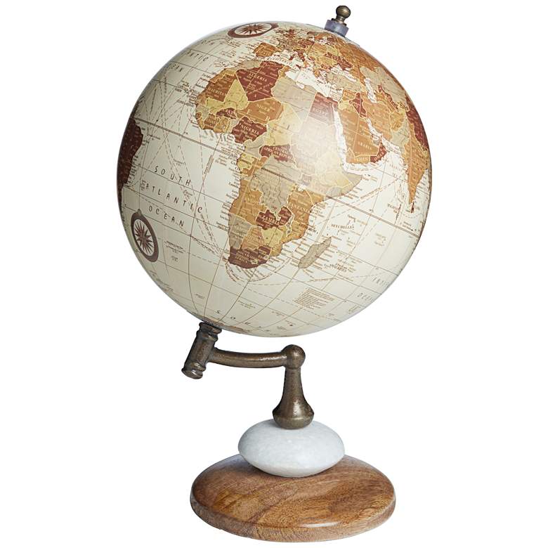 Image 6 Modern Wood Metal and Marble Decorative World Map Globe more views