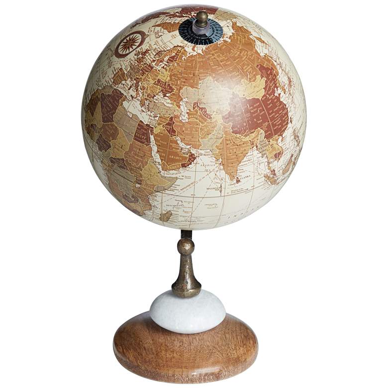 Image 7 Modern Wood Metal and Marble Decorative World Map Globe more views