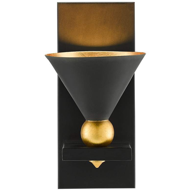 Image 1 Moderne 12" High Blacksmith and Gold Leaf Wall Sconce