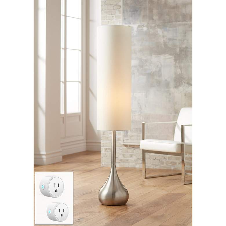 Image 1 Moderne Brushed Nickel Droplet Floor Lamp with Smart Socket