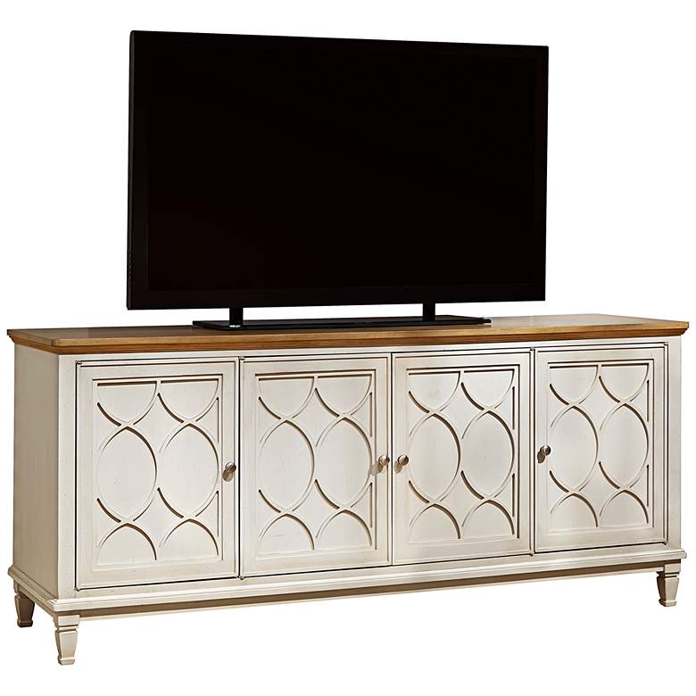 Image 1 Moderne Muse 76 inch Wide Bisque 4-Door Entertainment Console