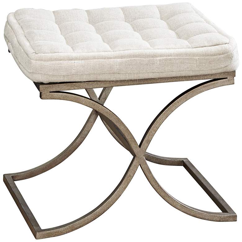 Image 1 Moderne Muse Aged Nickel and Fabric Bed End Bench