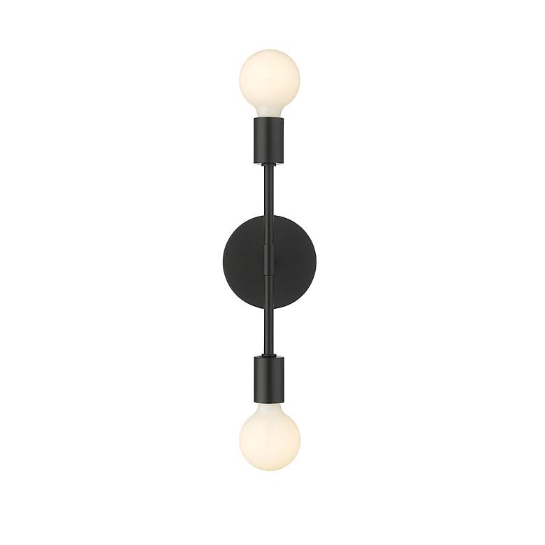 Image 5 Modernist 14 3/4" High Matte Black Metal 2-Light Wall Sconce more views