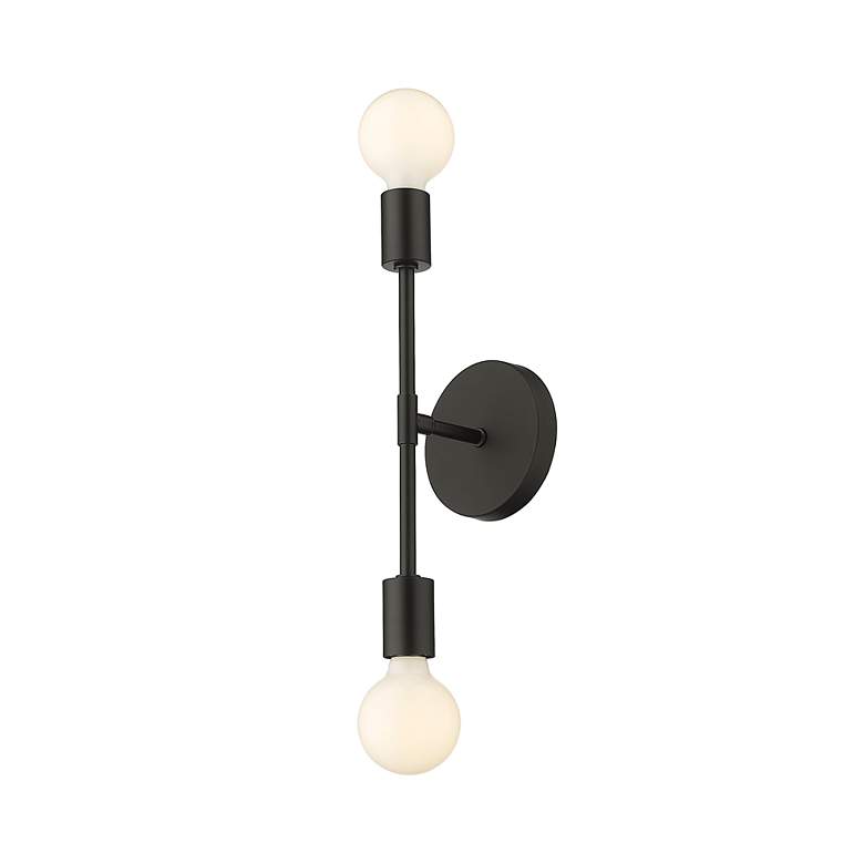 Image 6 Modernist 14 3/4" High Matte Black Metal 2-Light Wall Sconce more views