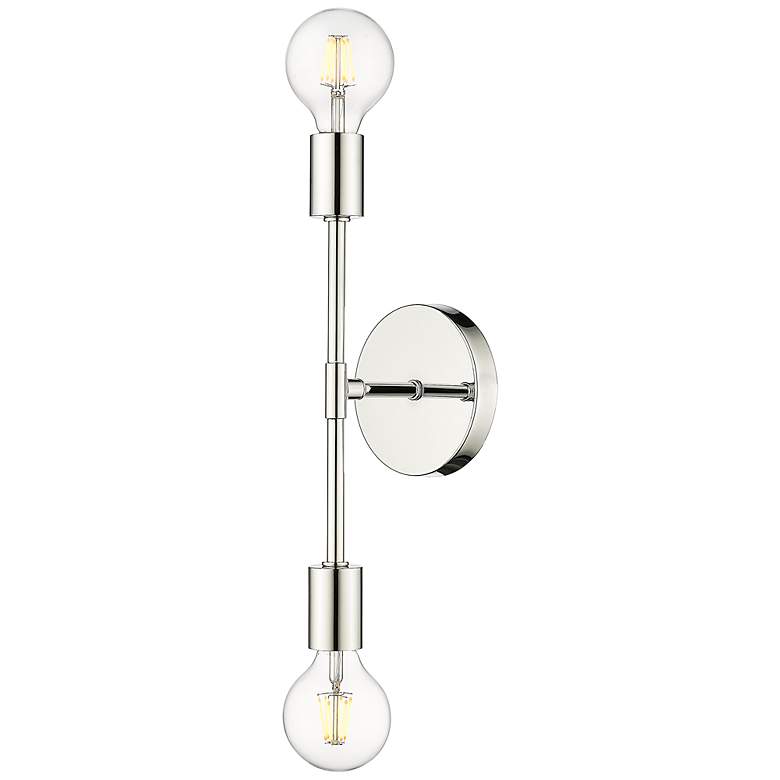 Image 2 Modernist 15 3/4" High Chrome Metal 2-Light Wall Sconce
