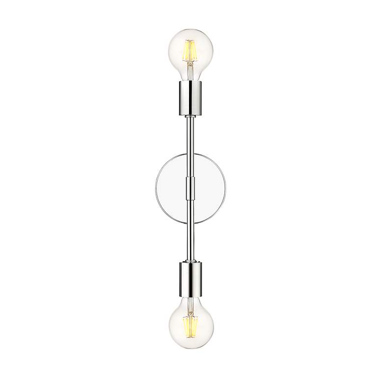 Image 5 Modernist 15 3/4" High Chrome Metal 2-Light Wall Sconce more views