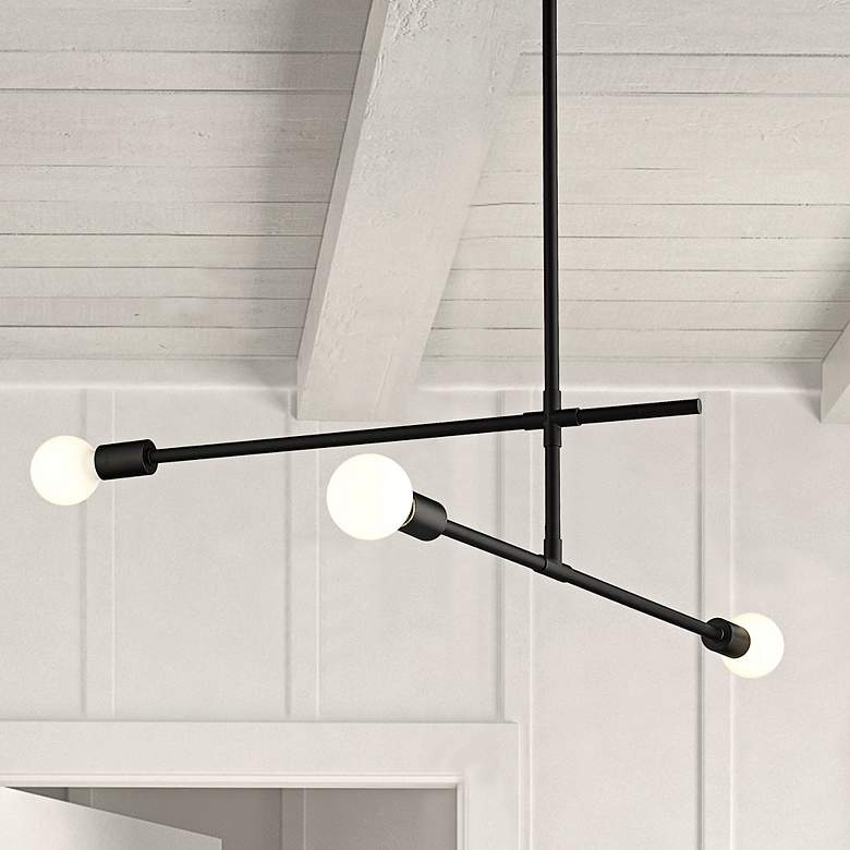 Image 1 Modernist 40 3/4" Wide Matte Black 3-Light Pendant