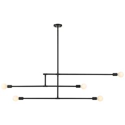 Modernist 60 3/4" Wide Matte Black 5-Light Chandelier