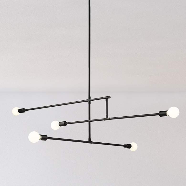 Image 2 Modernist 60 3/4" Wide Matte Black 5-Light Chandelier