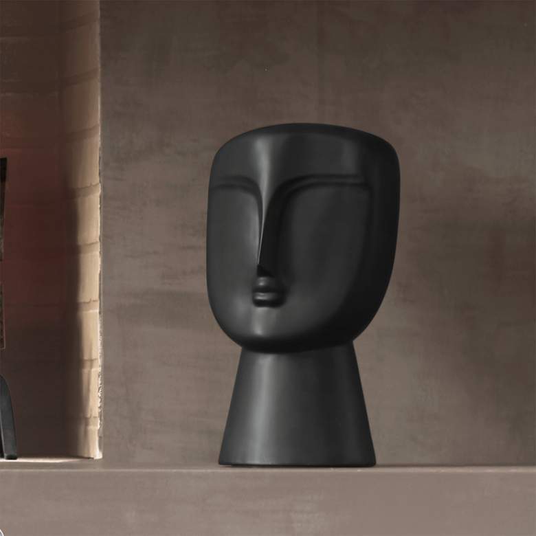 Image 2 Modernist Bust 16 3/4 inch High Matte Black Ceramic Statue
