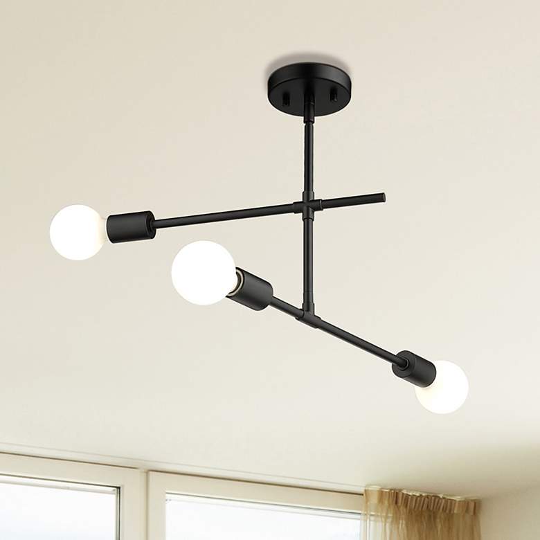 Image 1 Modernist by Z-Lite Matte Black 3 Light Semi Flush Mount